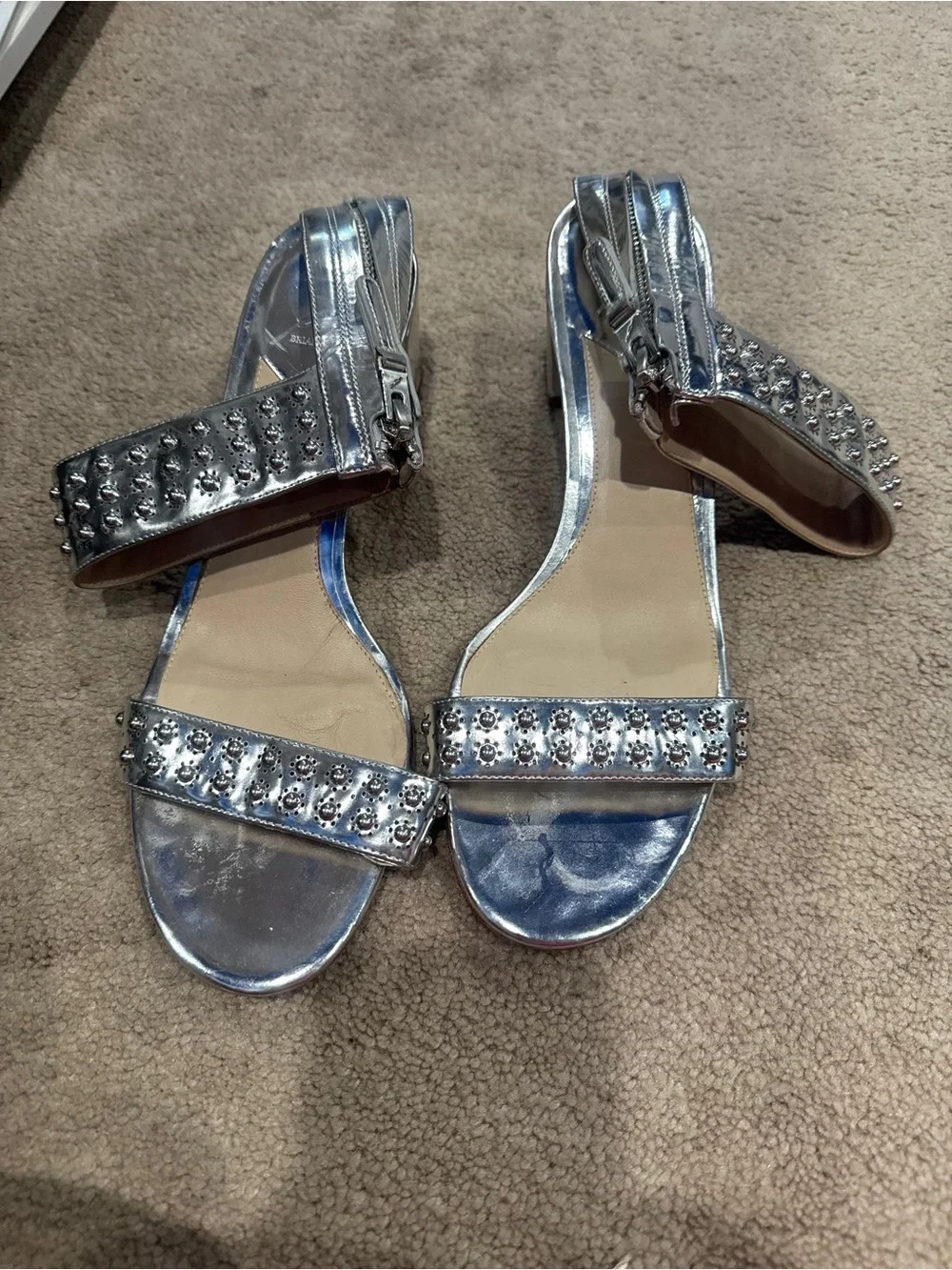 Brian Atwood shiny silver